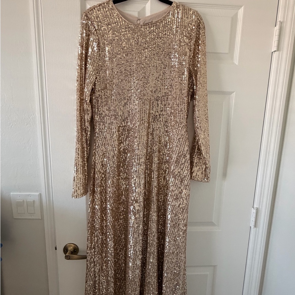 Ann Taylor Gold Sequin Maxi Dress